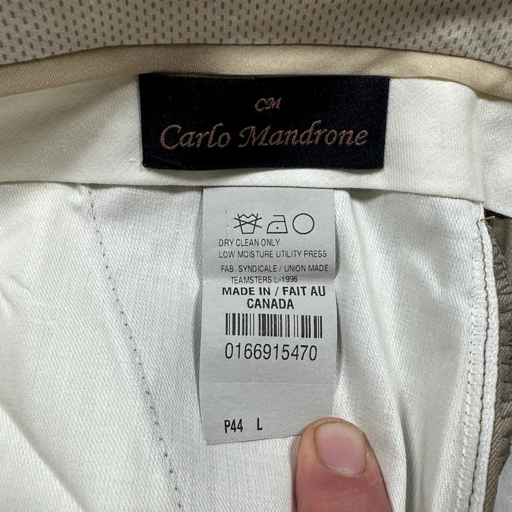 Carlo‎ Mandrone Dress Pants Mens 44L Tan Pleated Made in Canada Trousers
